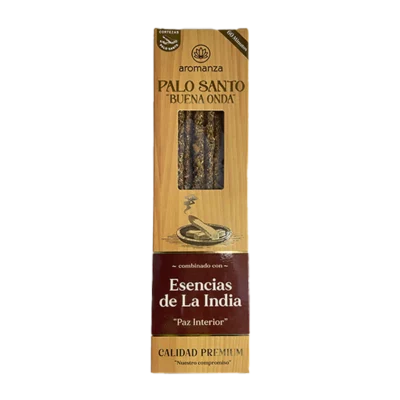 SAHUMERIOS PALO SANTO BUENA ONDA ESENCIAS DE LA INDIA "PAZ INTERIOR" X8 - AROMANZA