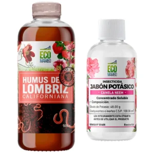 COMBO HUMUS DE LOMBRIZ LIQUIDO 500CC + JABON POTASICO 100CC - ECOMAMBO