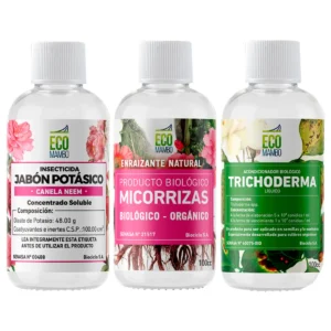 COMBO JABON POTASICO 100CC + MICORRIZAS 100CC + TRICHODERMAS 100CC - ECOMAMBO