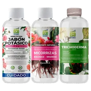 COMBO JABON POTASICO 500CC + MICORRIZAS 500CC + TRICHODERMAS 500CC - ECOMAMBO