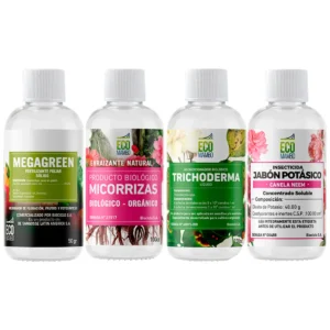 COMBO MEGAGREEN 50G + MICORRIZAS 100CC + TRICHODERMAS 100CC + JABON POTASICO 100CC - ECOMAMBO